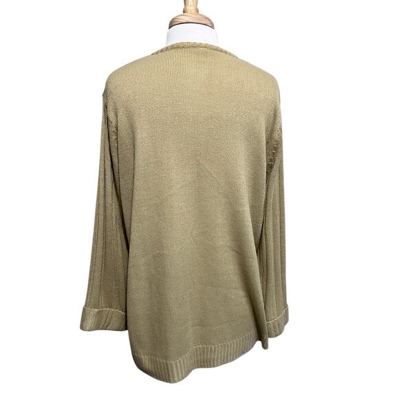 Vintage Sara Morgan Cable Knit Button Down Cardigan Sweater Women's L Tan Beige - Picture 5 of 6